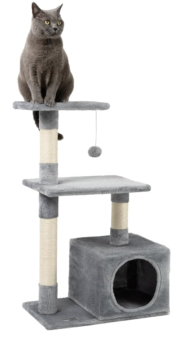 lionto Árbol rascador para Gatos Altura 85 cm, Gris